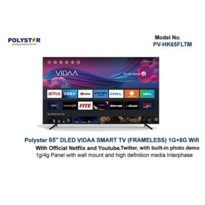 POLYSTAR 65″ DLED VIDAA SMART TV  VIDAA(FRAMELESS)